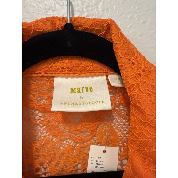 Anthropologie Maeve Lace Buttondown Top size S new nwt  ORANGE color - Picture 6 of 7
